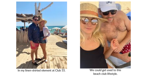 Broad World's Stefanie McAuley and boyfriend at Club 55 in St. Tropez