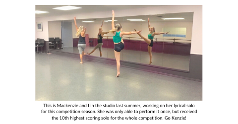 Stefanie McAuley working with dance student Mackenzie