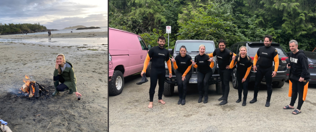 Things to do in Tofino are surfing and building beach fires